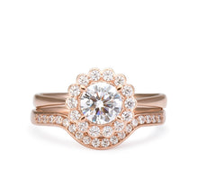 Load image into Gallery viewer, 9ct Halo Rose Gold Cubic Zirconia Ring