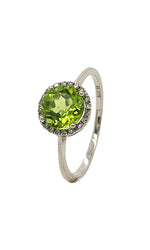 9Kt White Gold Peridot & Diamond Ring (P1.45ct, D0.07ct)