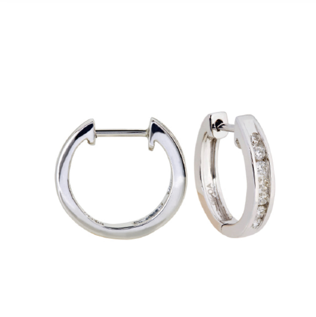 9kt White Gold Huggie Diamond Earrings