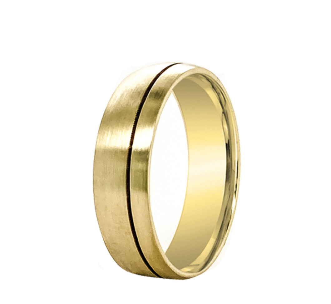 9Kt Yellow Gold Inlay Satin Finish Band (5mm)