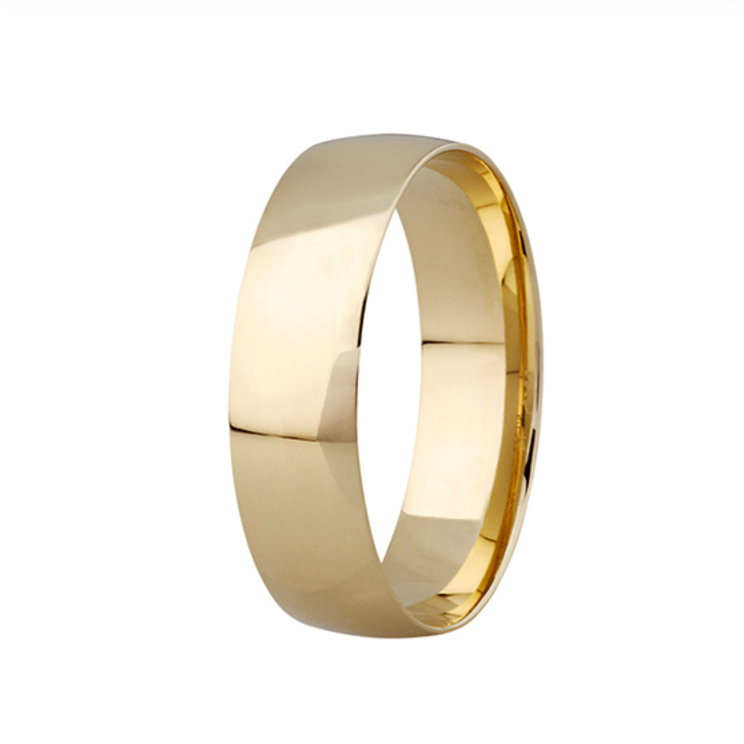 9kt Yellow Gold Comfort Wedding Band 6mm