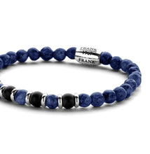 Load image into Gallery viewer, Stainless Steel Blue/Black Sodalite &amp; Agate Bead Bracelet Metal: Stainless Steel Stone: Blue/Black Sodalite &amp; Agate
