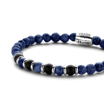 Load image into Gallery viewer, Stainless Steel Blue/Black Sodalite &amp; Agate Bead Bracelet Metal: Stainless Steel Stone: Blue/Black Sodalite &amp; Agate
