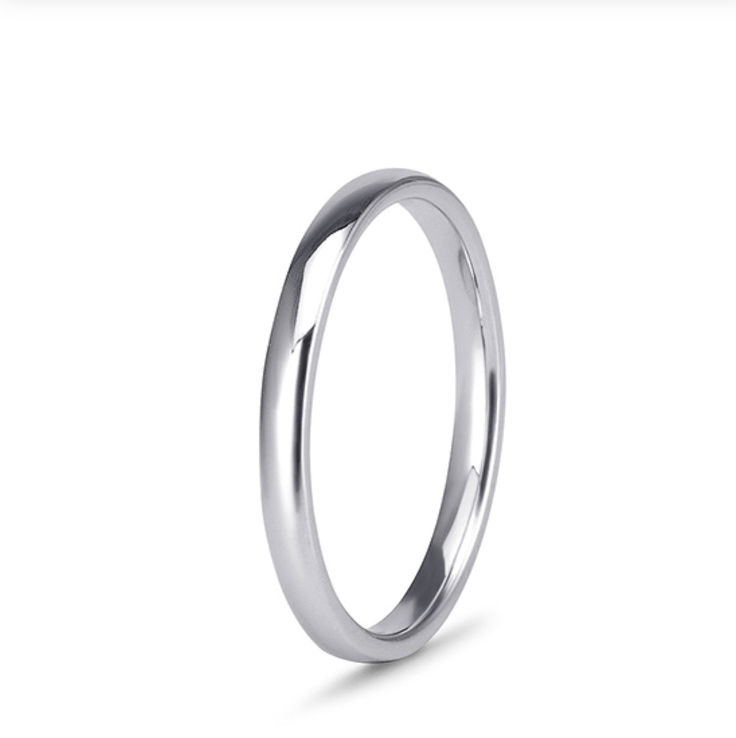 9kt White Gold Plain Straight Ring (2.14mm)