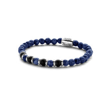 Load image into Gallery viewer, Stainless Steel Blue/Black Sodalite &amp; Agate Bead Bracelet Metal: Stainless Steel Stone: Blue/Black Sodalite &amp; Agate
