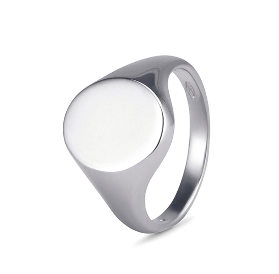 9kt White Gold Oval Signet Ring