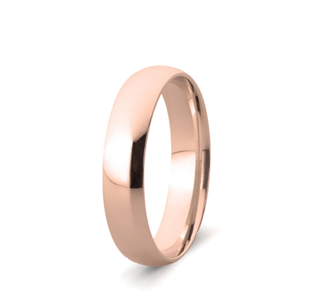 9kt Rose Gold 5mm Comfort Fit Wedding Band