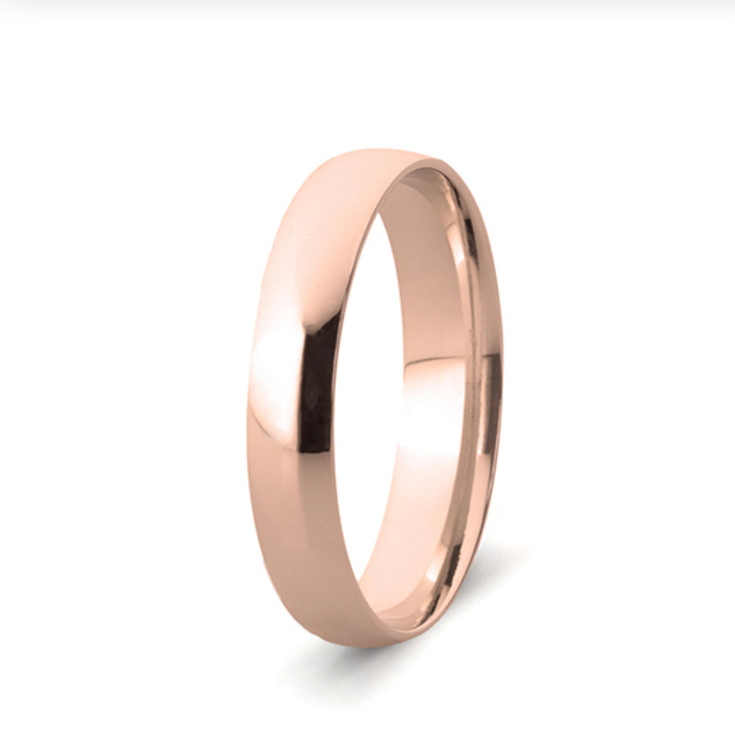 9kt Rose Gold Comfort Fit Wedding Band (4mm)