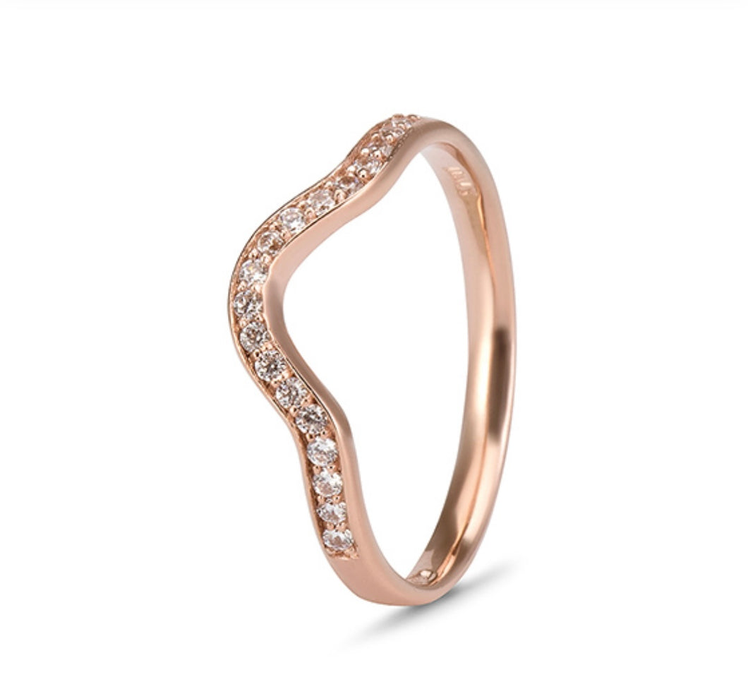 9kt Rose Gold Cubic Zirconia Pavé Side Band